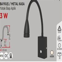 3W BAYKUŞ SİYAH KASA  3200K 1